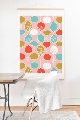 Heather Dutton Snowflake Holiday Bobble Chill Pink Art Print And Hanger