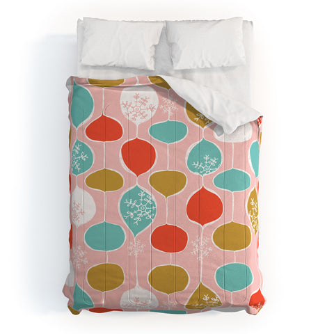 Heather Dutton Snowflake Holiday Bobble Chill Pink Comforter