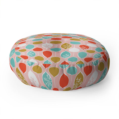 Heather Dutton Snowflake Holiday Bobble Chill Pink Floor Pillow Round