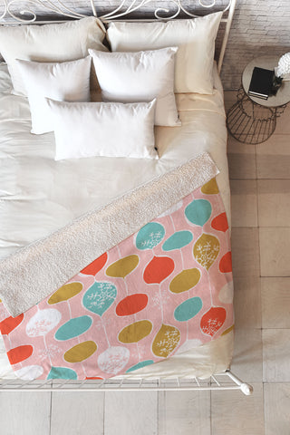 Heather Dutton Snowflake Holiday Bobble Chill Pink Fleece Throw Blanket