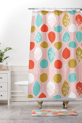 Heather Dutton Snowflake Holiday Bobble Chill Pink Shower Curtain And Mat