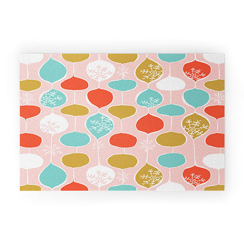 Heather Dutton Snowflake Holiday Bobble Chill Pink Welcome Mat