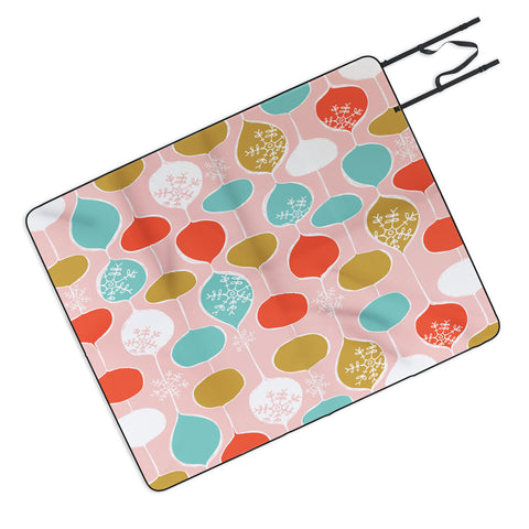 Heather Dutton Snowflake Holiday Bobble Chill Pink Picnic Blanket