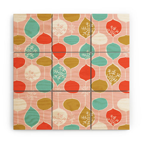 Heather Dutton Snowflake Holiday Bobble Chill Pink Wood Wall Mural
