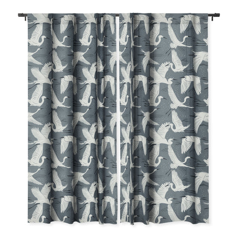 Heather Dutton Soaring Wings Steel Blue Grey Blackout Window Curtain