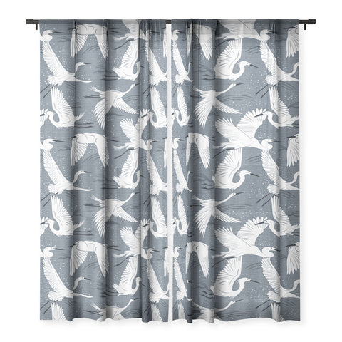 Heather Dutton Soaring Wings Steel Blue Grey Sheer Non Repeat