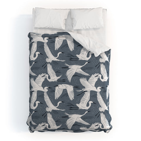 Heather Dutton Soaring Wings Steel Blue Grey Duvet Cover