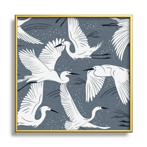 Heather Dutton Soaring Wings Steel Blue Grey Metal Square Framed Art Print