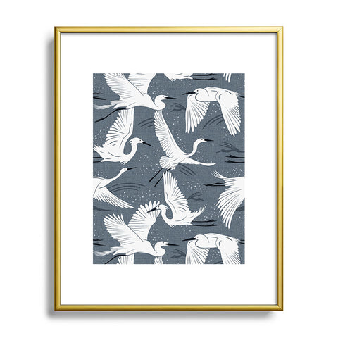 Heather Dutton Soaring Wings Steel Blue Grey Metal Framed Art Print