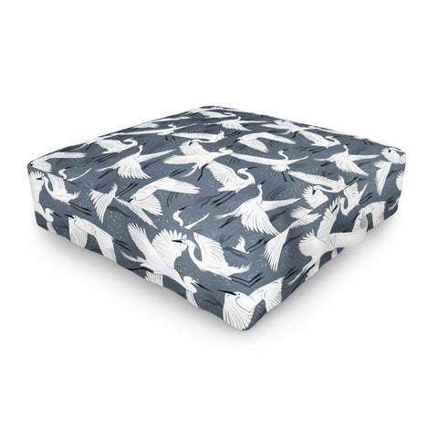 Heather Dutton Soaring Wings Steel Blue Grey Outdoor Floor Cushion