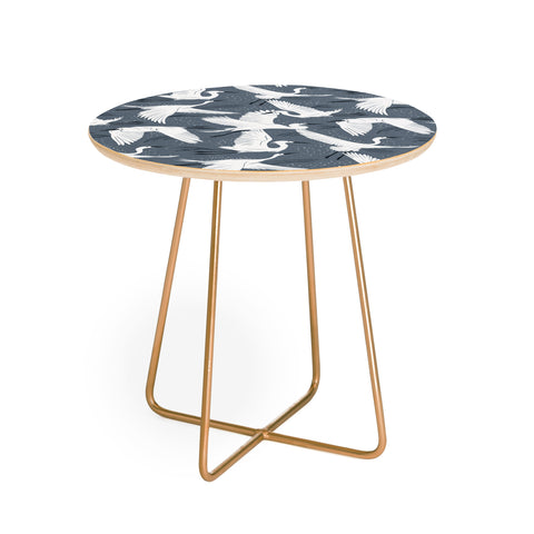 Heather Dutton Soaring Wings Steel Blue Grey Round Side Table