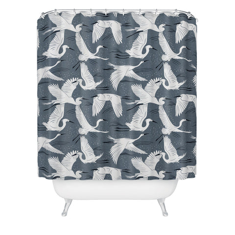 Heather Dutton Soaring Wings Steel Blue Grey Shower Curtain