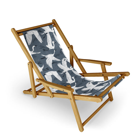 Heather Dutton Soaring Wings Steel Blue Grey Sling Chair