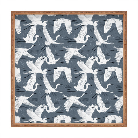 Heather Dutton Soaring Wings Steel Blue Grey Square Tray