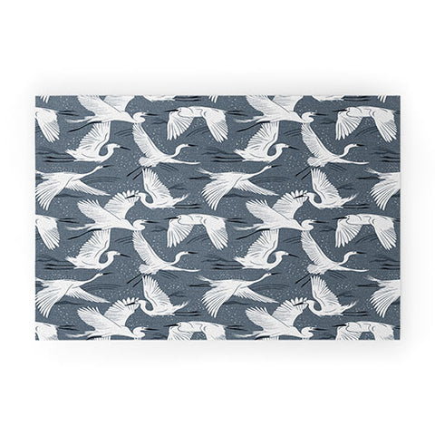 Heather Dutton Soaring Wings Steel Blue Grey Welcome Mat