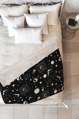 Heather Dutton Solar System Fleece Throw Blanket