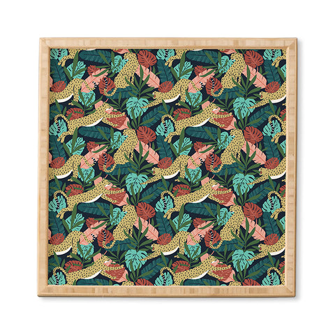 Heather Dutton Spotted Jungle Cheetahs Midnight Framed Wall Art