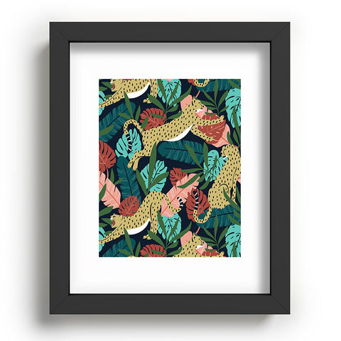 Heather Dutton Spotted Jungle Cheetahs Midnight Recessed Framing Rectangle