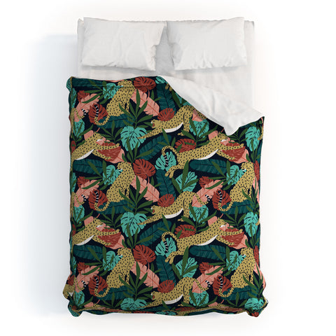 Heather Dutton Spotted Jungle Cheetahs Midnight Comforter