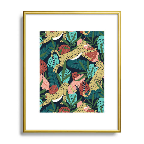 Heather Dutton Spotted Jungle Cheetahs Midnight Metal Framed Art Print
