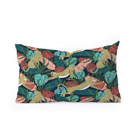 Heather Dutton Spotted Jungle Cheetahs Midnight Oblong Throw Pillow