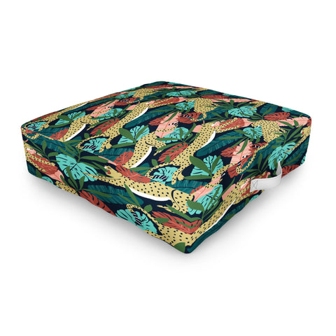 Heather Dutton Spotted Jungle Cheetahs Midnight Outdoor Floor Cushion