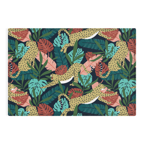 Heather Dutton Spotted Jungle Cheetahs Midnight Outdoor Rug