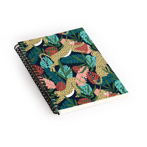 Heather Dutton Spotted Jungle Cheetahs Midnight Spiral Notebook