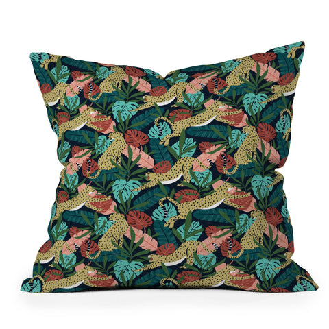 Heather Dutton Spotted Jungle Cheetahs Midnight Throw Pillow