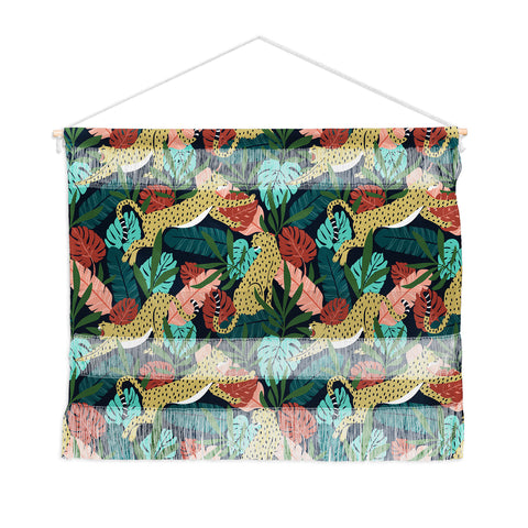 Heather Dutton Spotted Jungle Cheetahs Midnight Wall Hanging Landscape