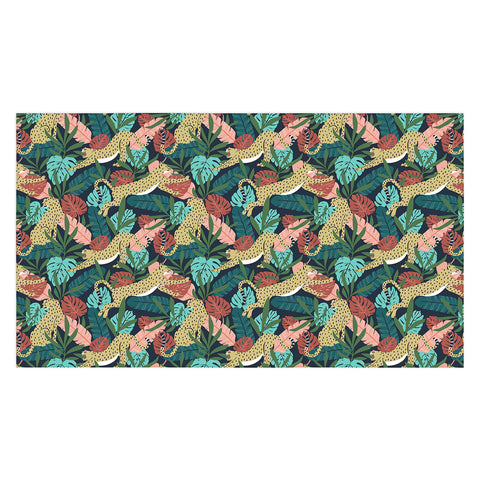 Heather Dutton Spotted Jungle Cheetahs Midnight Tablecloth