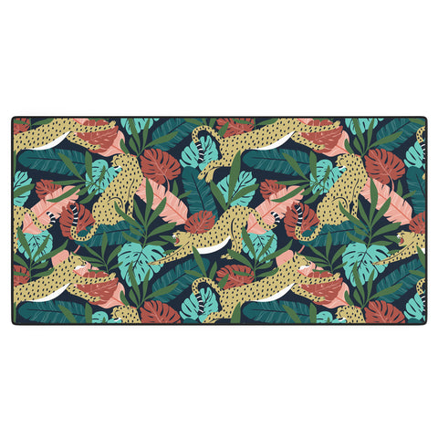 Heather Dutton Spotted Jungle Cheetahs Midnight Desk Mat