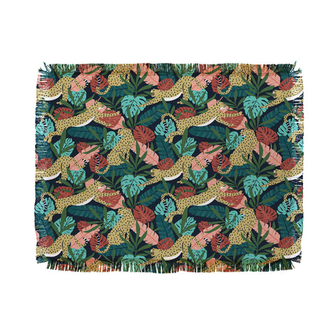Heather Dutton Spotted Jungle Cheetahs Midnight Throw Blanket