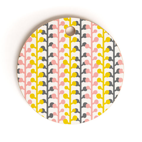 Heather Dutton Sprig Pink Lemonade Cutting Board Round