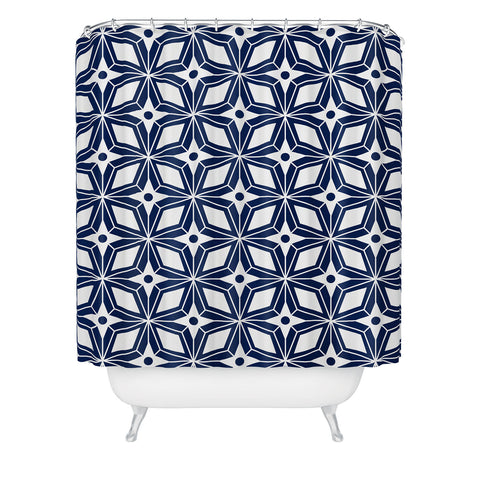 Heather Dutton Starbust Navy Shower Curtain