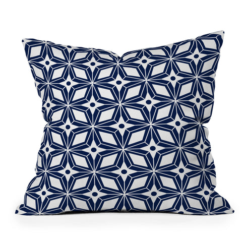Heather Dutton Starbust Navy Throw Pillow