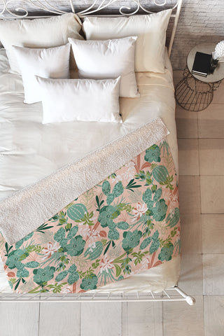 Heather Dutton Succulent Garden Blush Fleece Throw Blanket