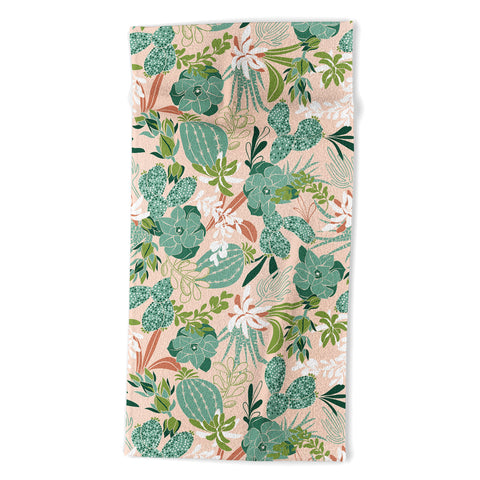 Heather Dutton Succulent Garden Blush Beach Towel