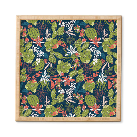 Heather Dutton Succulent Garden Navy Framed Wall Art