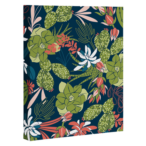 Heather Dutton Succulent Garden Navy Art Canvas