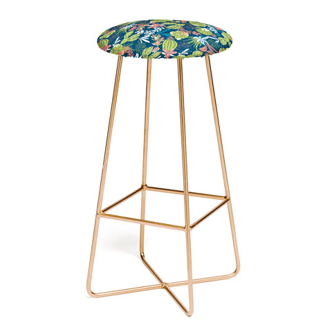 Heather Dutton Succulent Garden Navy Bar Stool