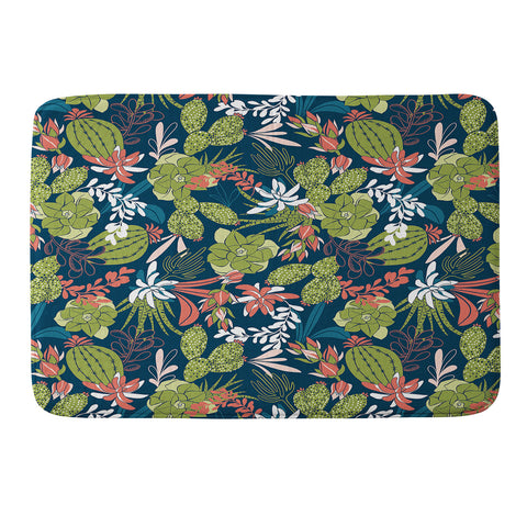 Heather Dutton Succulent Garden Navy Memory Foam Bath Mat