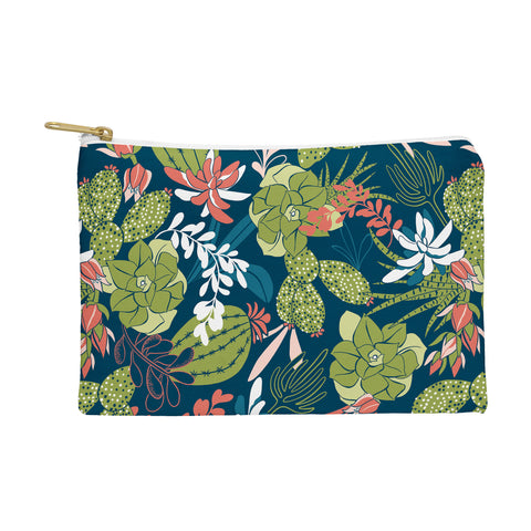 Heather Dutton Succulent Garden Navy Pouch