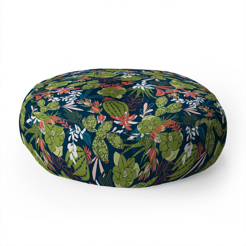 Heather Dutton Succulent Garden Navy Floor Pillow Round