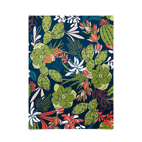 Heather Dutton Succulent Garden Navy Poster