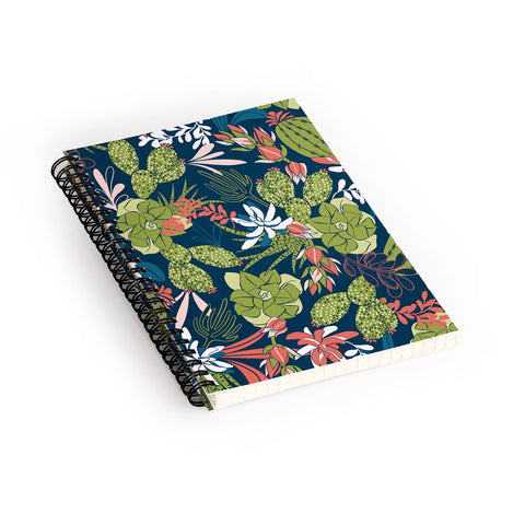 Heather Dutton Succulent Garden Navy Spiral Notebook