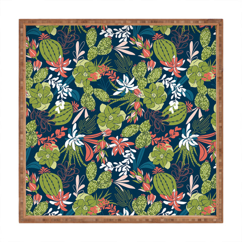 Heather Dutton Succulent Garden Navy Square Tray