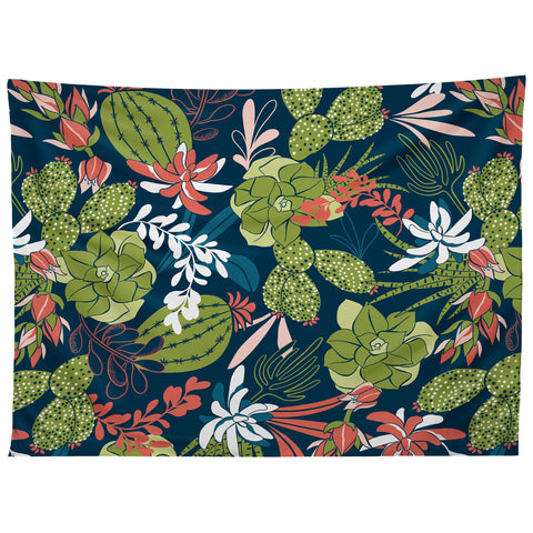 Heather Dutton Succulent Garden Navy Tapestry