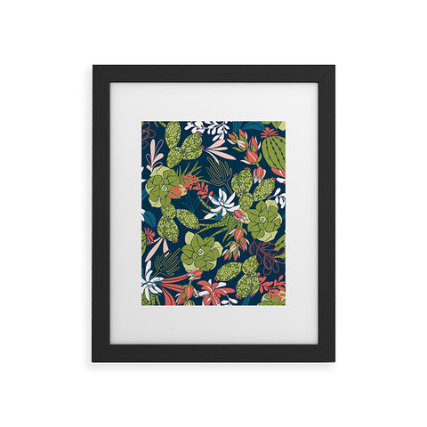 Heather Dutton Succulent Garden Navy Framed Art Print