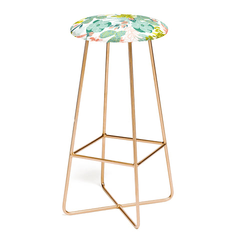 Heather Dutton Succulent Garden White Bar Stool